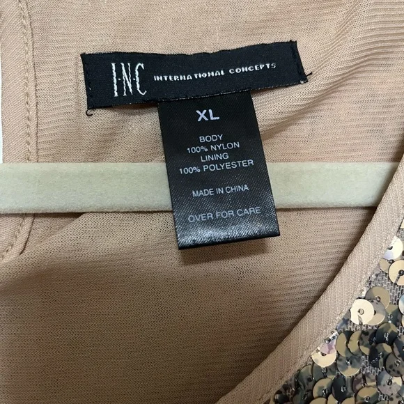 INC International Concepts Gold Sequin Short Sleeve Top - Picture 3 of 4